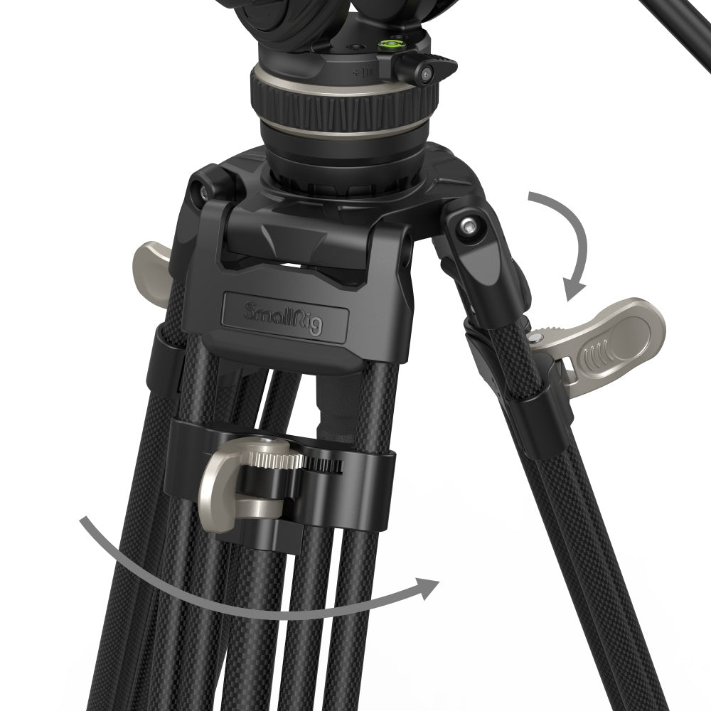 SmallRig FreeBlazer AD-100 Heavy-Duty Carbon Fiber Professional Tripod Kit with DH10 Fluid Video Head, 360° 90°/-60° Pan & Tilt Control, Manfrotto and DJI RS Quick Release Plates, 197cm Max Adjustable Height, 10kg Max Load Capacity | 3989
