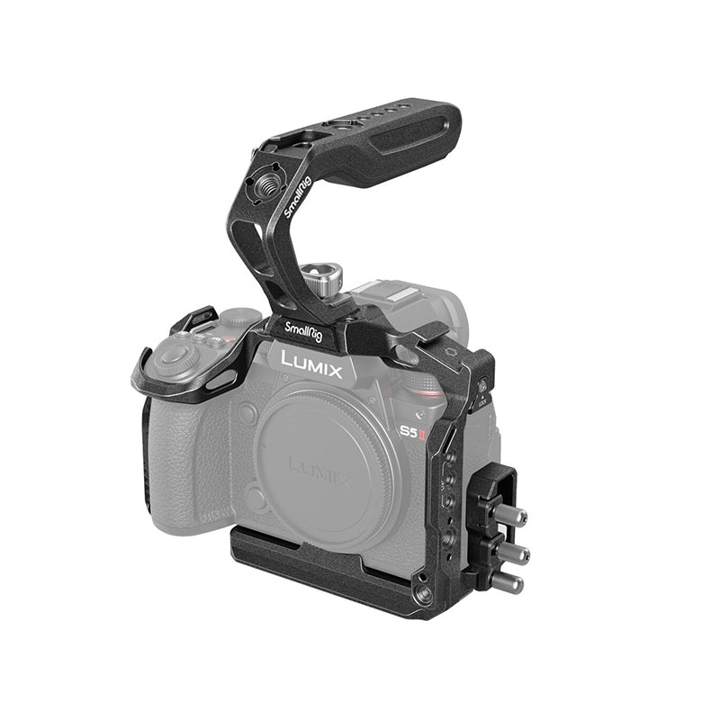 SmallRig Black Mamba Series Camera Cage Kit with Top Handle, HDMI/USB-C Cable Clamp, 1/4"-20, 3/8"-16, NATO Rail & Shoe Mount, 3-Point Anti-Twist Locking Design for Panasonic Lumix S5 II/S5 IIX 4024