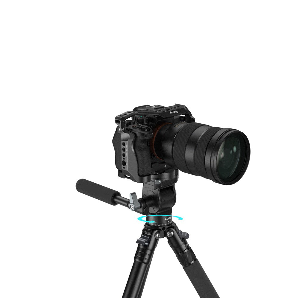 SmallRig Compact Video Tripod Head with Arca-Swiss Type Quick Release Plate, Telescopic Handle, One-Click Switch Horizontal to Vertical Shooting, One-Click Switch Horizontal to Vertical Shooting, Smooth 360° Panning & 180° Tilting | 4104