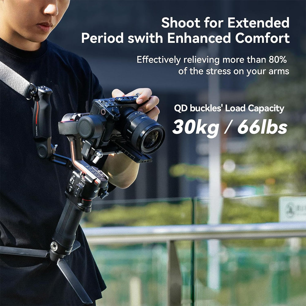 SmallRig Sling Handle with Weight-Reducing Shoulder Cross-Body Sling Strap for DJI RS 3 / RS 3 Pro / RS 2 Gimbal Stabilizer with Up to 30kg Payload Capacity, NATO Rail, 1/4"-20 Screw Mount, 3/8"-16 ARRI-Style Locating Threads