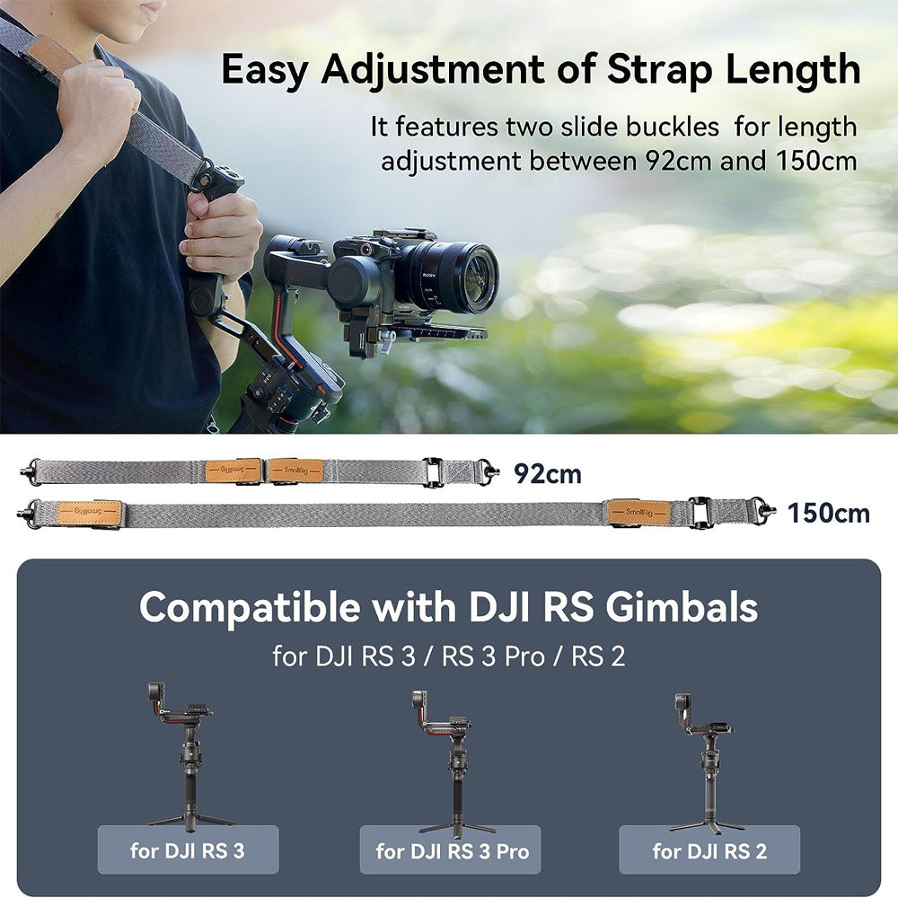 SmallRig Sling Handle with Weight-Reducing Shoulder Cross-Body Sling Strap for DJI RS 3 / RS 3 Pro / RS 2 Gimbal Stabilizer with Up to 30kg Payload Capacity, NATO Rail, 1/4"-20 Screw Mount, 3/8"-16 ARRI-Style Locating Threads