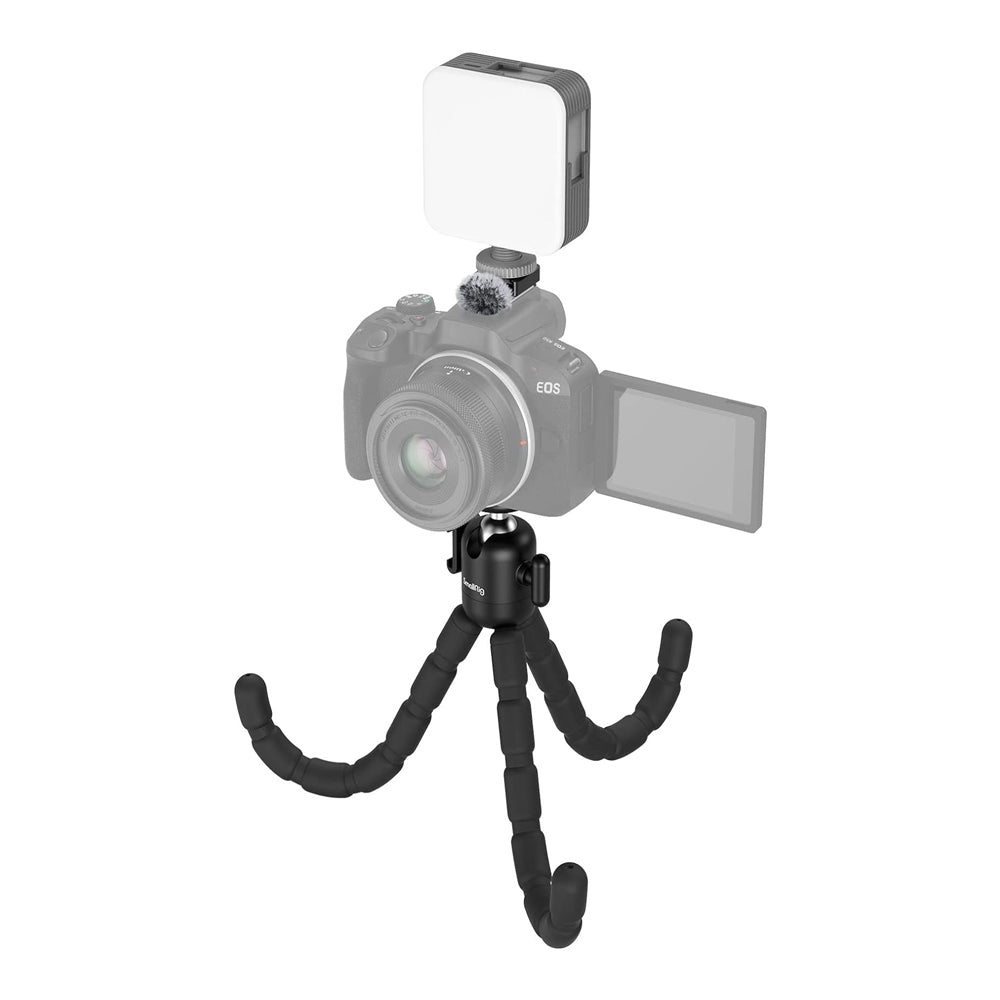 SmallRig VT-09 Flexible Tripod Vlogging Kit for Canon EOS R5 Full-Frame Mirrorless Camera with Panoramic Ball Head, Bi-Color LED Video Light, Furry Microphone Windscreen, 1/4"-20 Screw, 1/4"-20 Thread, Cold Shoe, USB-C Cable | 4213