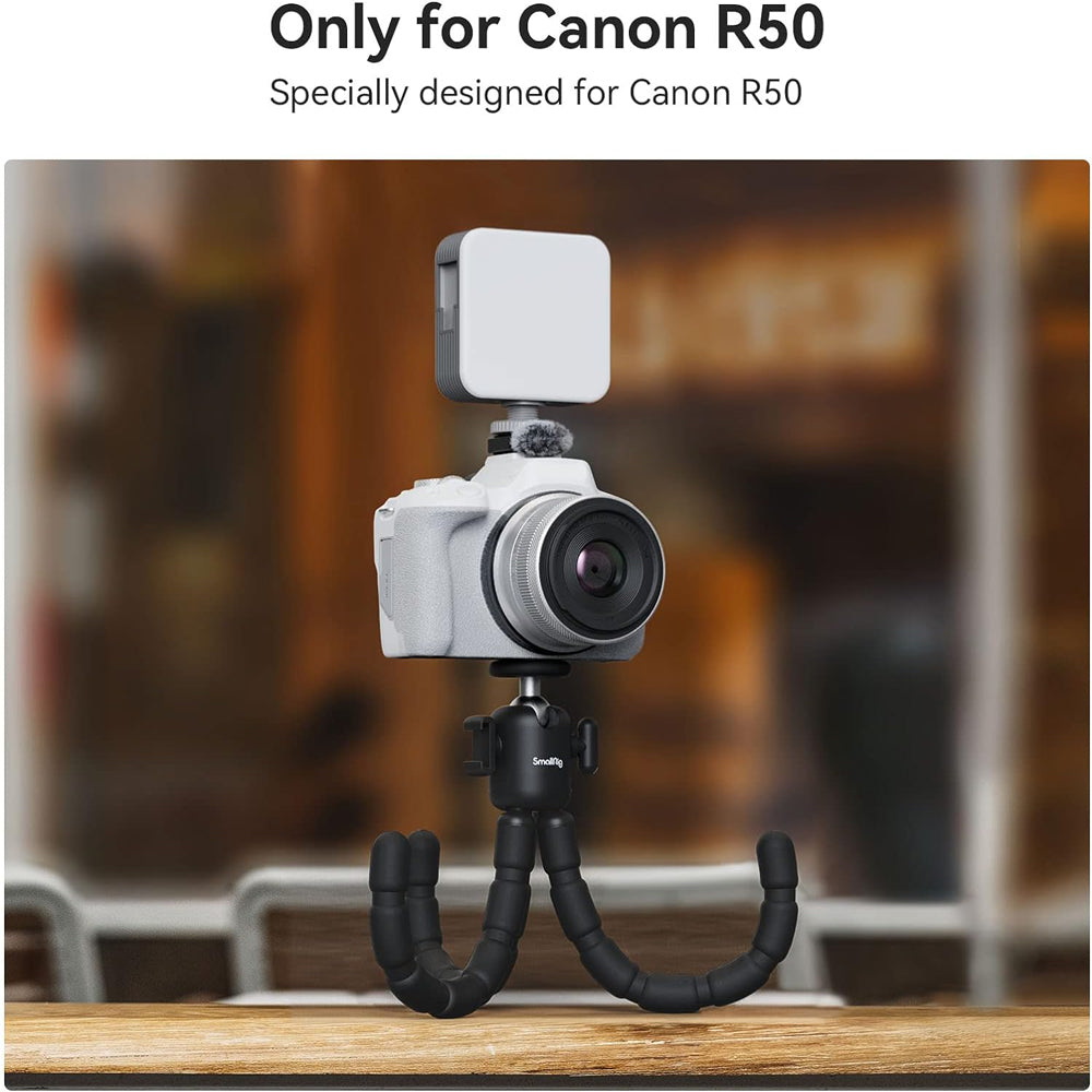 SmallRig VT-09 Flexible Tripod Vlogging Kit for Canon EOS R5 Full-Frame Mirrorless Camera with Panoramic Ball Head, Bi-Color LED Video Light, Furry Microphone Windscreen, 1/4"-20 Screw, 1/4"-20 Thread, Cold Shoe, USB-C Cable | 4213