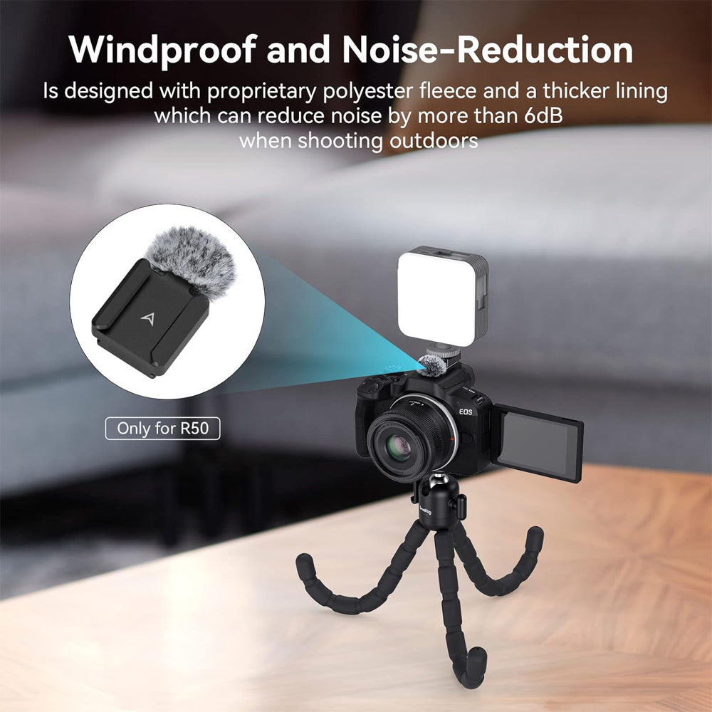 SmallRig VT-09 Flexible Tripod Vlogging Kit for Canon EOS R5 Full-Frame Mirrorless Camera with Panoramic Ball Head, Bi-Color LED Video Light, Furry Microphone Windscreen, 1/4"-20 Screw, 1/4"-20 Thread, Cold Shoe, USB-C Cable | 4213