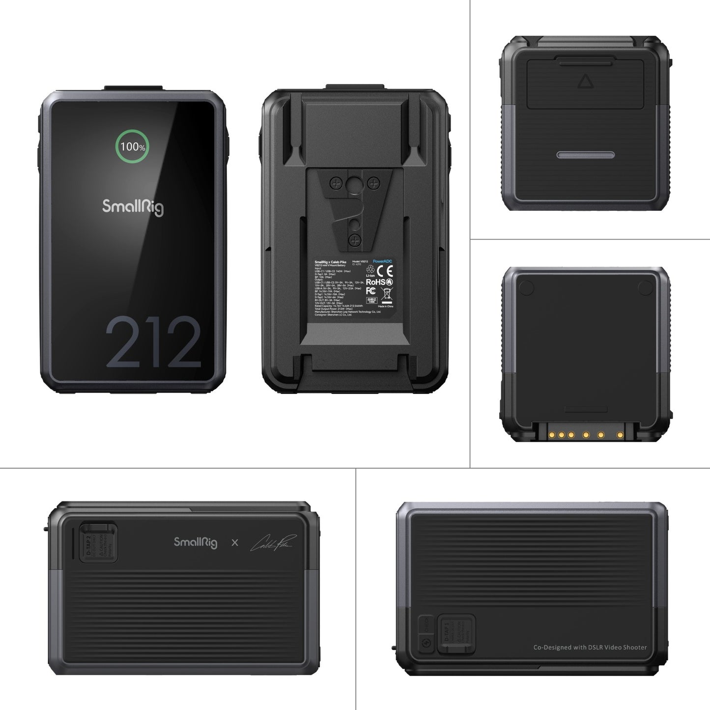 SmallRig VB212 V-Mount Battery x Caleb Pike Special Edition with 212Wh Capacity, 140W PD 3.1 USB C Fast Charging, Intelligent BMS, 12x Built-In LG 21700 Batteries, and Multi Interface Ports for Camera Monitor Studio Light Laptop Smartphone