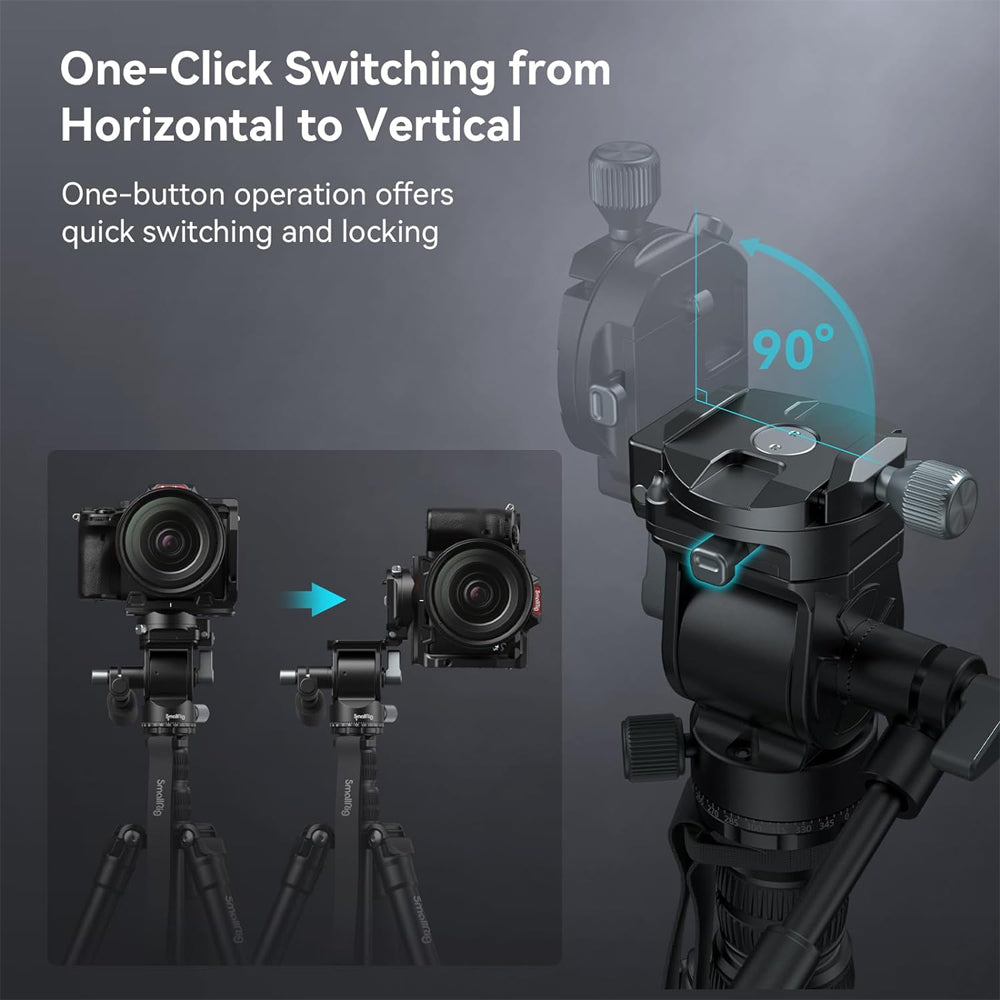 SmallRig CT195 FreeBlazer 185cm 4-Section Aluminum Video Tripod with Detachable Monopod, Arca-Swiss Type Quick Release Plate, Telescopic Handle, One-Click Switch Horizontal to Vertical Shooting, Smooth 360° Panning & 180° Tilting | 4307