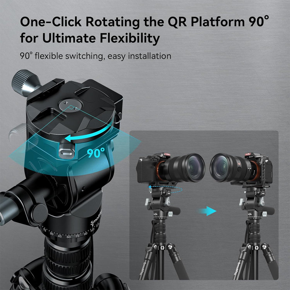 SmallRig CT195 FreeBlazer 185cm 4-Section Aluminum Video Tripod with Detachable Monopod, Arca-Swiss Type Quick Release Plate, Telescopic Handle, One-Click Switch Horizontal to Vertical Shooting, Smooth 360° Panning & 180° Tilting | 4307