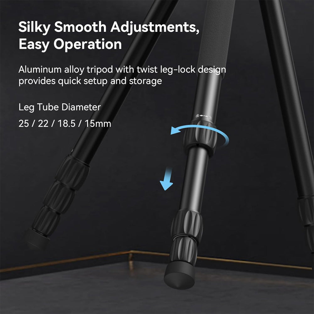 SmallRig CT195 FreeBlazer 185cm 4-Section Aluminum Video Tripod with Detachable Monopod, Arca-Swiss Type Quick Release Plate, Telescopic Handle, One-Click Switch Horizontal to Vertical Shooting, Smooth 360° Panning & 180° Tilting | 4307