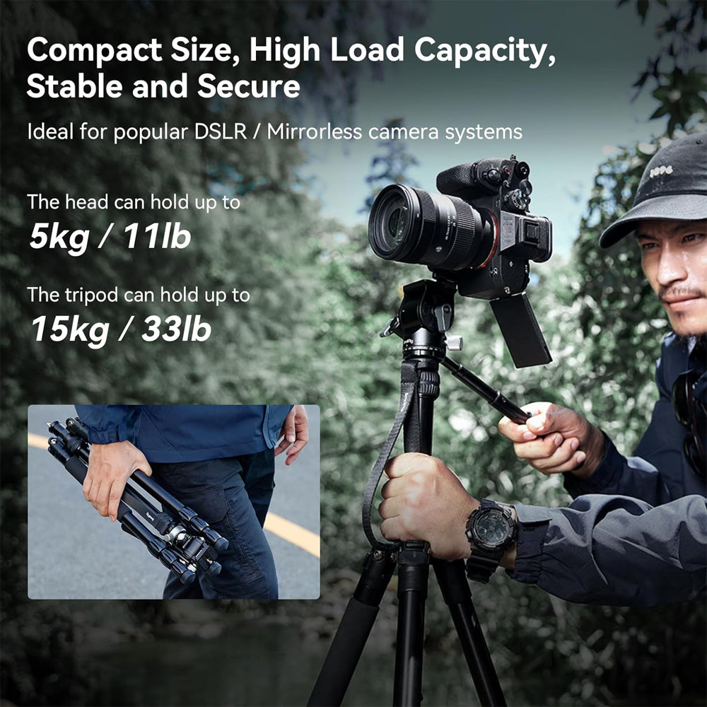 SmallRig CT195 FreeBlazer 185cm 4-Section Aluminum Video Tripod with Detachable Monopod, Arca-Swiss Type Quick Release Plate, Telescopic Handle, One-Click Switch Horizontal to Vertical Shooting, Smooth 360° Panning & 180° Tilting | 4307