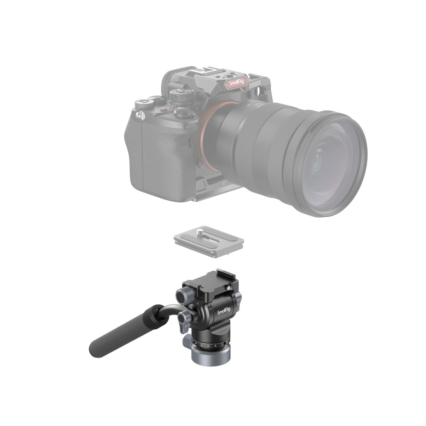 SmallRig FreeBlazer CT190 Aluminum Video Tripod with Integrated Bowl Leveling Base, 360° 90°/-55° Pan & Tilt Control, Telescopic Legs, Detachable Monopod, 184cm Adjustable Max Height