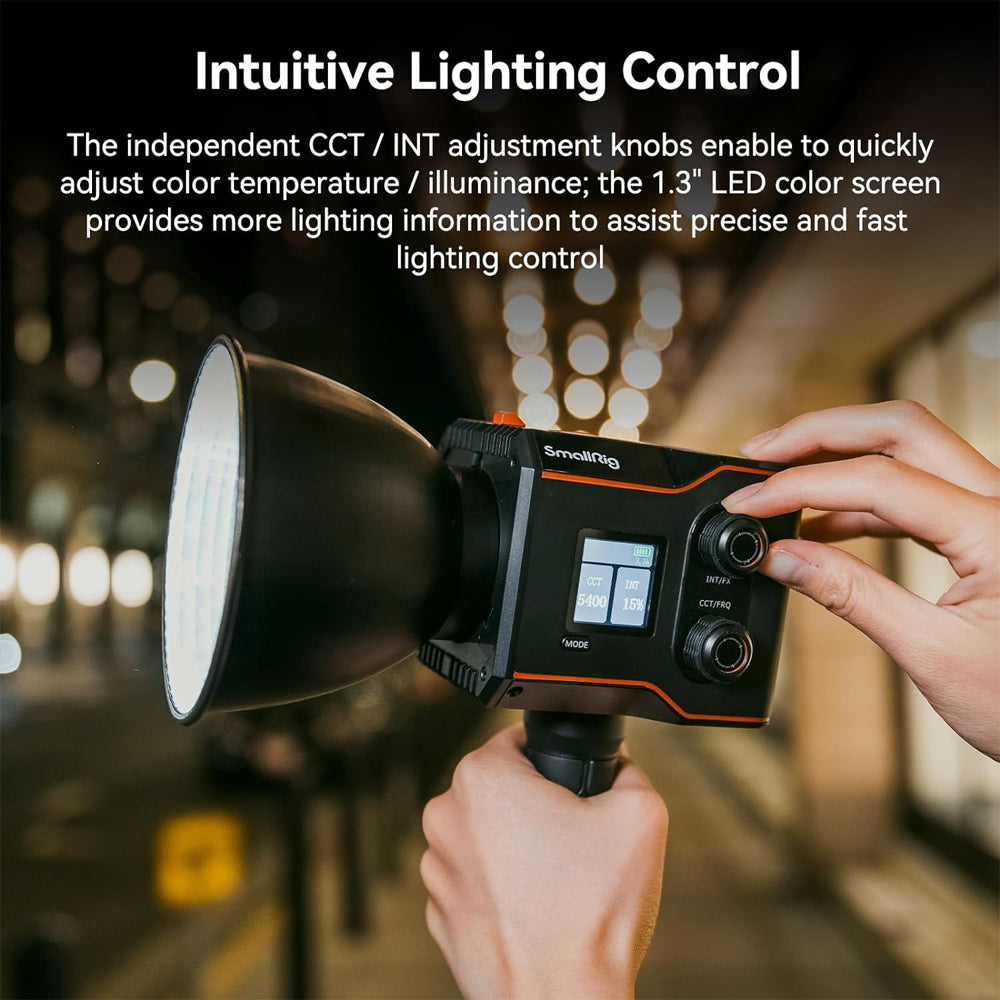SmallRig RC 60B COB 60W Bi-Color Portable LED Video Light Kit with 2700-6500 CCT Color Temperature, 45-Minute Runtime, Onboard Control, Built-In 3400mAh USB-C Battery and Silent Fan w/ 9 Light Effect Presets for Video Production