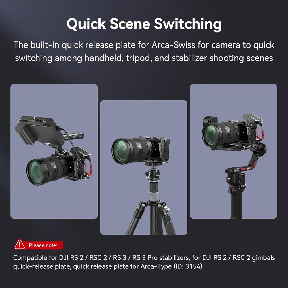 SmallRig Full Camera Cage Kit for Sony a7C II and 7CR Mirrorless Camera with Arca-Type Baseplate, 1/4"-20 and 3/8" Threads, QD and Cold Shoe Mounts, Strap Slots with Screw and Side Locks | 4422