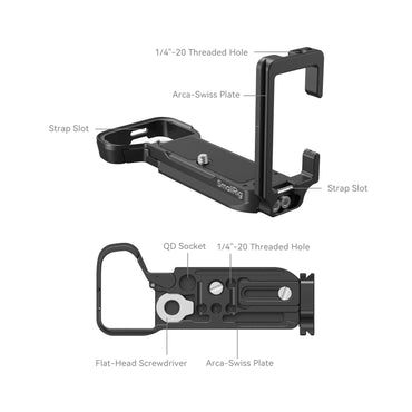 SmallRig Metal Camera L-Bracket for Sony a7C II and a7CR with Multiple 1/4"-20 Threaded Holes, QD Socket, Arca-Type Side Plate and Base Plate for Photography Accessories and Attachment
