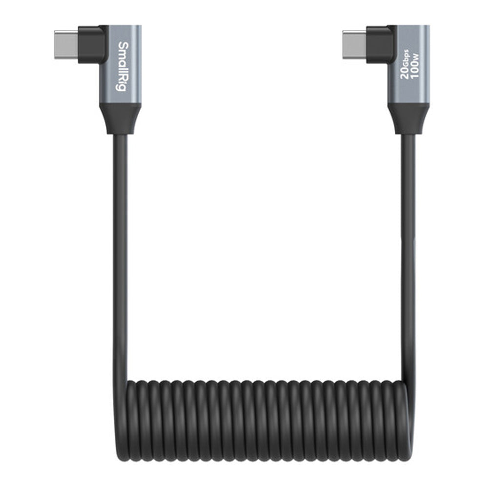 SmallRig 0.35m USB Type-C 3.2 Gen 2x2 Straight / Angled Male to Male Coiled Data Cable with 100W Fast Charging, 20GB/s Transfer Rate for Laptop, Smartphone, Cameras and Other Devices