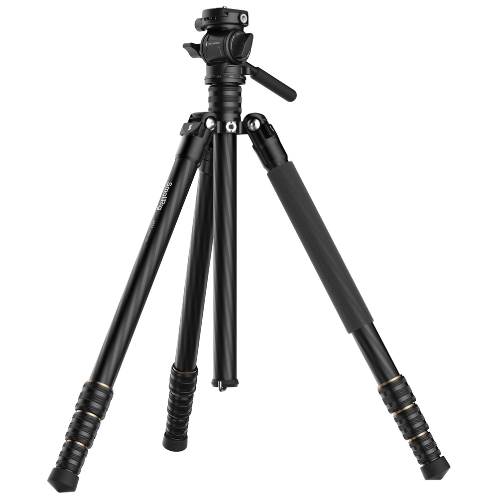 SmallRig CT150 Carbon Fiber Travel Tripod and Video Head 4-Section with Max 62" Working Height and 3kg Load Capacity,  360° Panning, +90 / -70° Tilt with Smartphone Mount for Photography