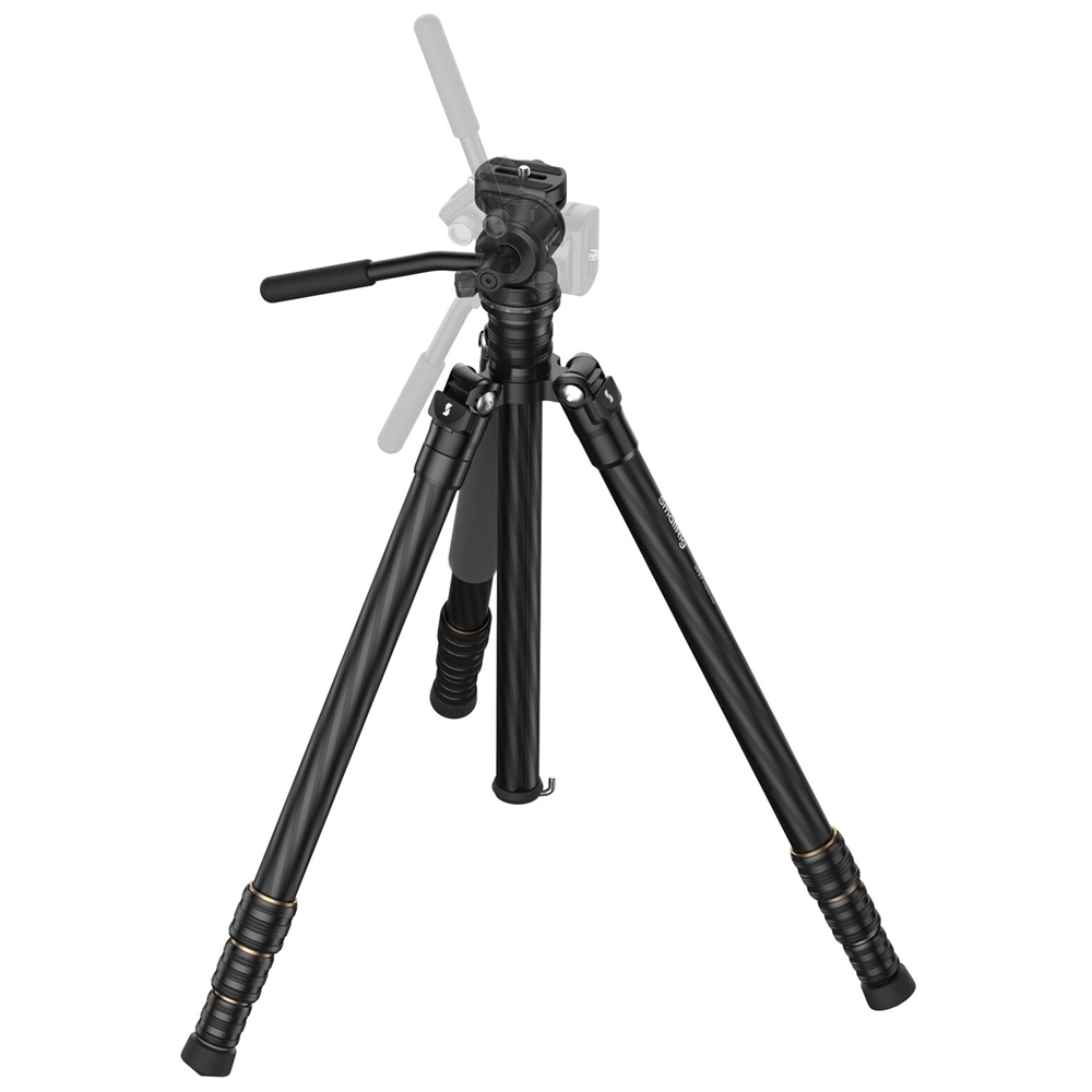 SmallRig CT150 Carbon Fiber Travel Tripod and Video Head 4-Section with Max 62" Working Height and 3kg Load Capacity,  360° Panning, +90 / -70° Tilt with Smartphone Mount for Photography