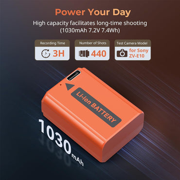 SmallRig NP-FW50 Rechargeable Li-Ion Battery 1030mAh 7.2V with USB-C Direct Charging for Selected SONY Camera a7 IV, a7C II, a7R V, a7 IV, a6400, a6100, ZV-E10, RX10M4, a7S III, a7R II, DSC-RX10M2, RX10M3, ILCE-QX1 | 4965