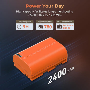 SmallRig LP-E6NH Rechargeable Lithium-Ion Battery 2400mAh 7.2V with USB-C Direct Charging for Selected CANON Cameras EOS R7,XC10,EOS 5DS R,EOS R6,XC15,EOS R5,EOS 80D,EOS 70D, EOS R5C,EOS 7D Mark II,EOS 6D Mark II,EOS 90D, EOS R & Others