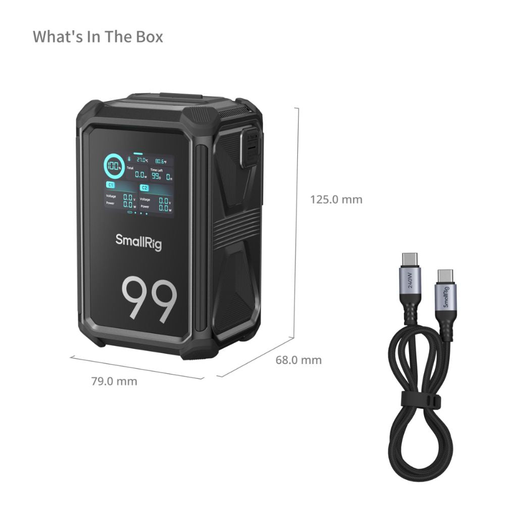 SmallRig x Ren Ozturk X99 V-Mount Battery X-Touch Smart with 27,200 mAh Battery Capacity, App Control, 4.9FT Drop-Proof, Dust/Water-Resistant & 240W Type-C Fast Charging Cable for Professiol Wedding Videography and Filmmaking | 4984