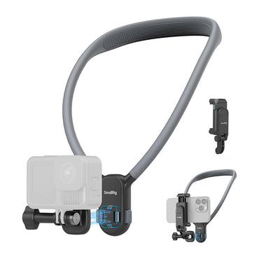 SmallRig Quick Release Magnetic Neck Mount Support with 2-Prong Adapter / Phone Holder for Action Cameras & Smartphones, Supports Landscape and Portrait Photography Videography | 5126 5128