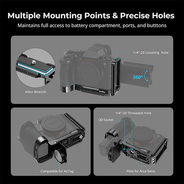 SmallRig L-Shape Camera Rig Mount with Arca-Swiss Quick Release Plate Aluminum Alloy with 1/4"-20 Threaded Holes for Sony Alpha 1 II / 9 III Mirrorless | 5188