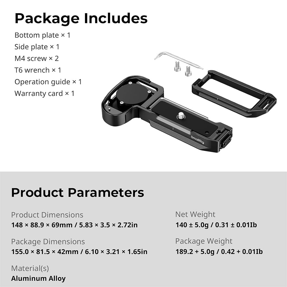 SmallRig L-Shape Camera Rig Mount with Arca-Swiss Quick Release Plate Aluminum Alloy with 1/4"-20 Threaded Holes for Sony Alpha 1 II / 9 III Mirrorless | 5188