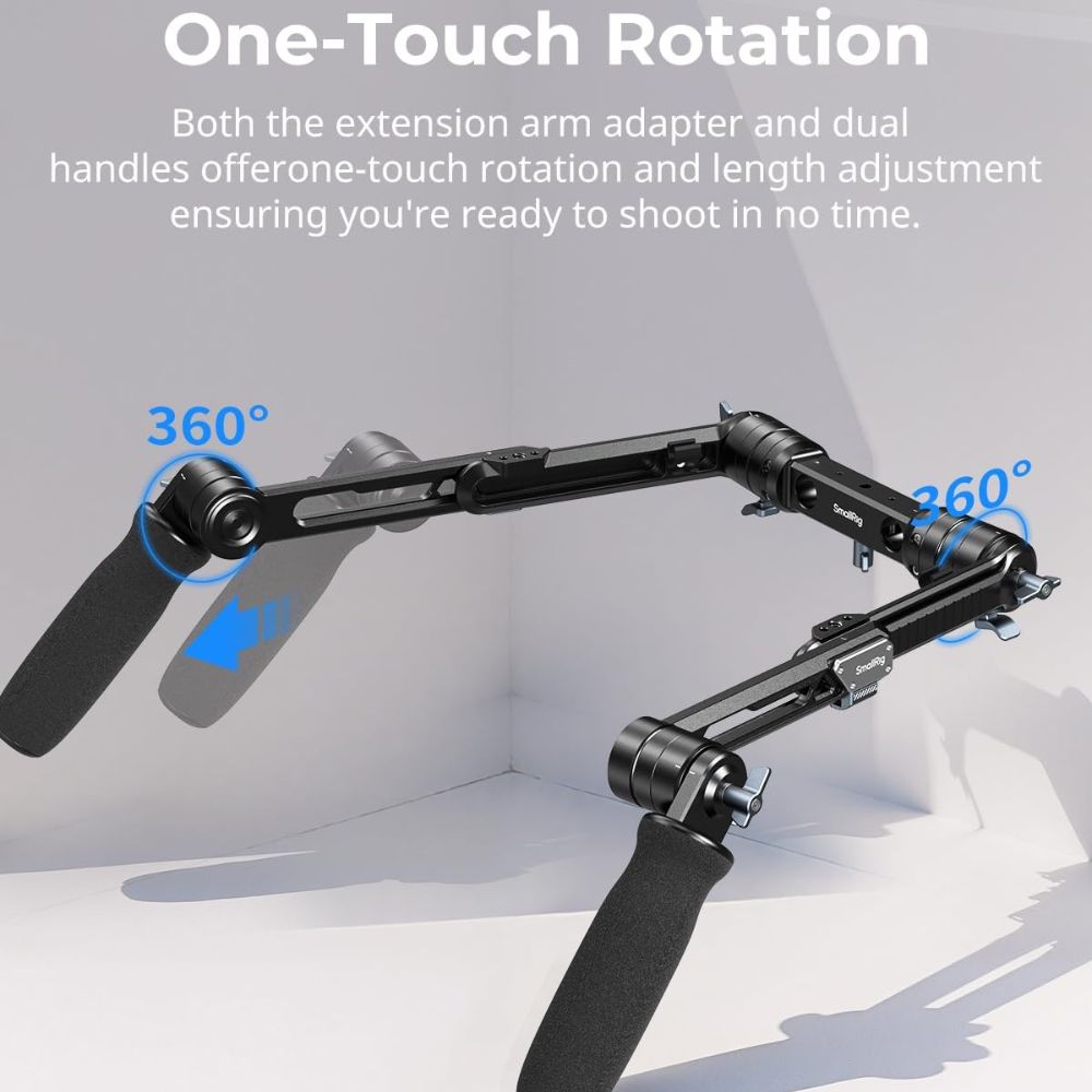 SmallRig Shoulder Rig Dual-Handle for 15mm LWS Rods, One-Touch Rotation, Adjustable Shoulder Mount with ARRI Rosette & Cable Clips for DSLR Mirrorless Cinema Cameras | 5205