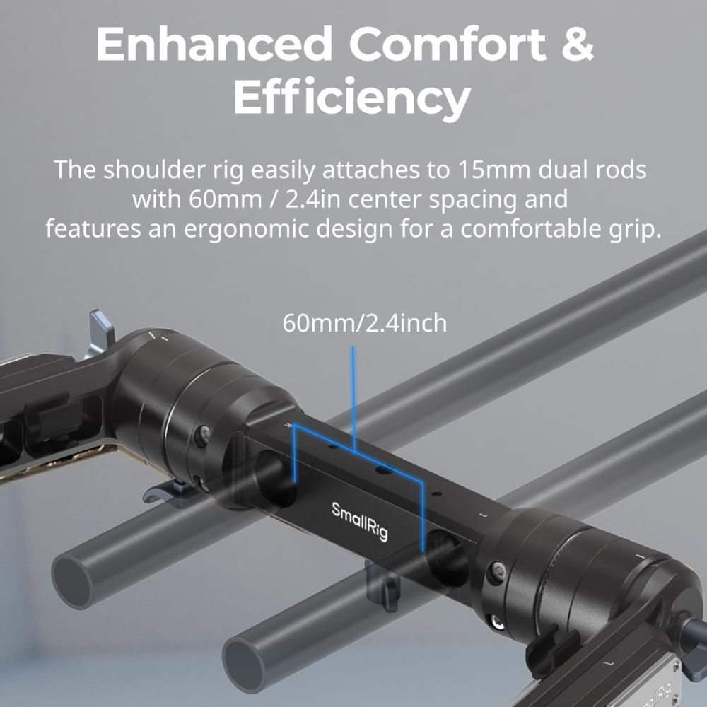 SmallRig Shoulder Rig Dual-Handle for 15mm LWS Rods, One-Touch Rotation, Adjustable Shoulder Mount with ARRI Rosette & Cable Clips for DSLR Mirrorless Cinema Cameras | 5205