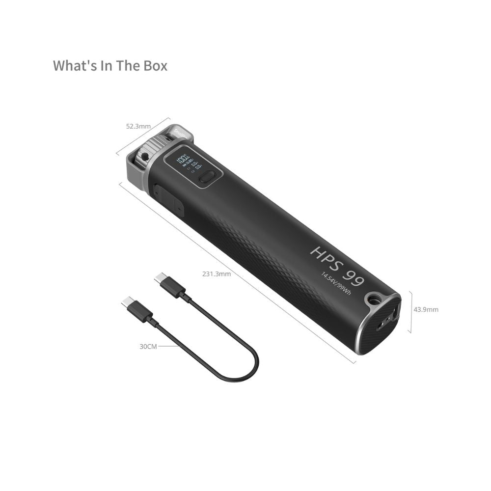 SmallRig HPS99 Handheld Power Stick 100W Fast Charging with 27,200mAh, Multi-Port USB-C & D-Tap, LG Battery Cells, Real-Time OLED Display for COB Lights | 5249