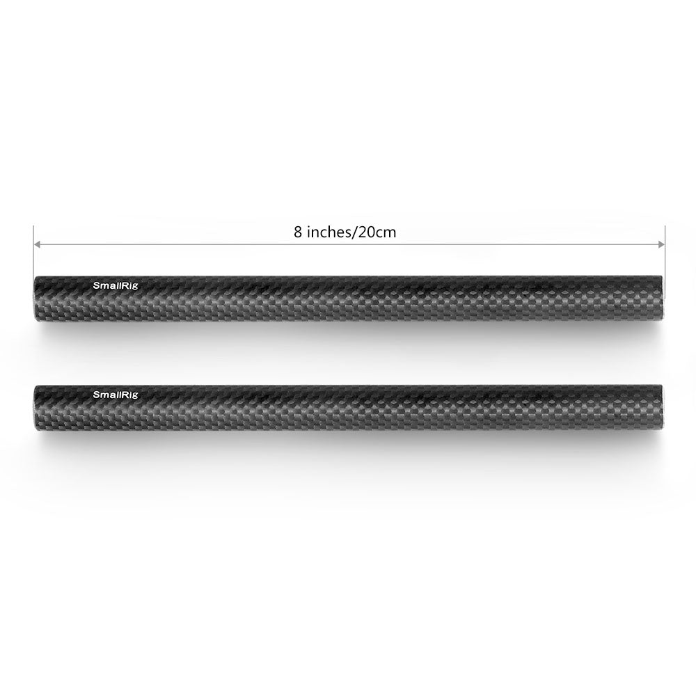 SmallRig 8" 2pcs Carbon Fiber Rod Set with 15mm Diameter LWS Compatible for Rod Clamp System, Baseplate and other Mounting Camera Accessories 870