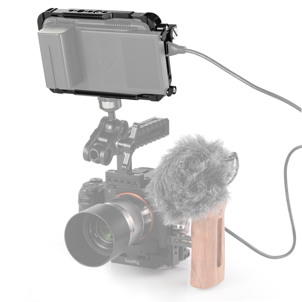 SmallRig On-Camera Monitor Cage with HDMI Cable Clamp, Anti-Shedding Drive Locks, NATO Rail, 1/4 & M3 Screw, Hex Spanner for Atomos Ninja V and V Plus 5" 4K HDMI Recording Video Monitor CMA2209