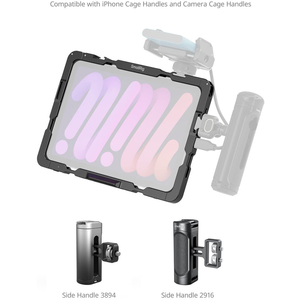 SmallRig Formfitting Tablet Cage with Sun Hood for 8.3" iPad Mini 6 / A17 Pro Tablet with Multiple 1/4"-20 and 3/8"-16 Threaded Mounts, Dual Cold Shoe Mounts and TO Rails