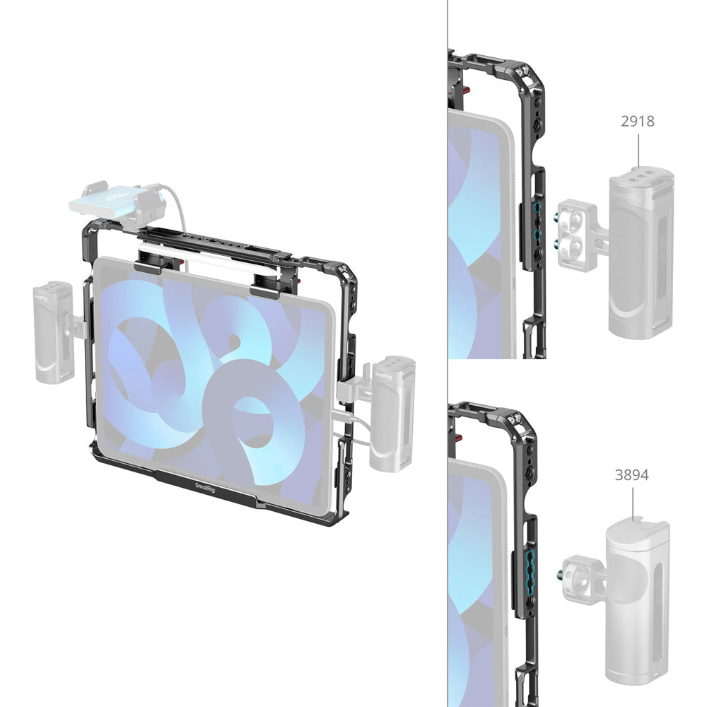 SmallRig Universal Formfitting Cage for iPad / Mini / Air / Pro  Tablet with 1/4"-20 and 3/8"-16 Threaded Mounts and Touch-Fastener Detachable Sun Hood, Strap Slots, Cold Shoe Mount and TO Rails