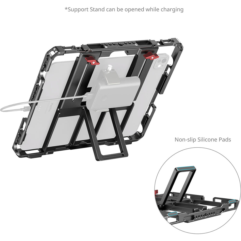 SmallRig Universal Formfitting Cage for iPad / Mini / Air / Pro  Tablet with 1/4"-20 and 3/8"-16 Threaded Mounts and Touch-Fastener Detachable Sun Hood, Strap Slots, Cold Shoe Mount and TO Rails