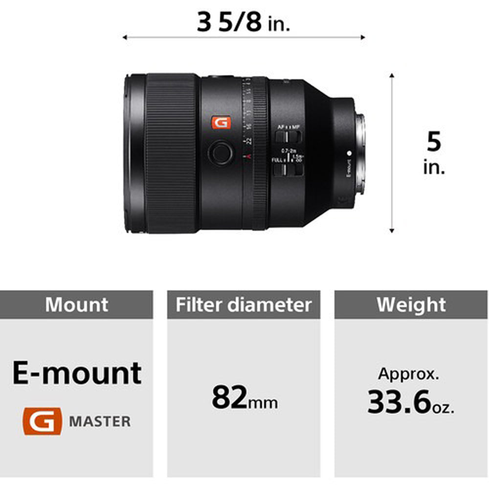 Sony FE 135mm F1.8 G Master Telephoto Prime Lens with Internal Focus for E-Mount Full-Frame Mirrorless Digital Camera | SEL135F18GM
