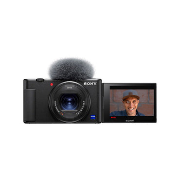 Sony ZV-1 Digital Camera with 24-70mm f/1.8-2.8 Zoom Lens, 20.1MP CMOS Sensor, UHD 4K30p Video Recording, 3.0" Side Flip- Out Touchscreen LCD and Built- in Directional 3-Capsule Mic for Content Creators and Vloggers - Black & White