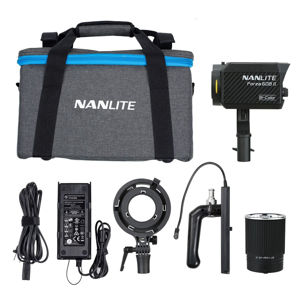 NANLITE Forza 60B II 72W Bi-Color 2700K–6500K LED Studio Light with 2.4GHz Wireless and Bluetooth, 12 Built-In Special Effects and NANLINK Mobile App Support for Professional Photography and Videography | FORZA60BII