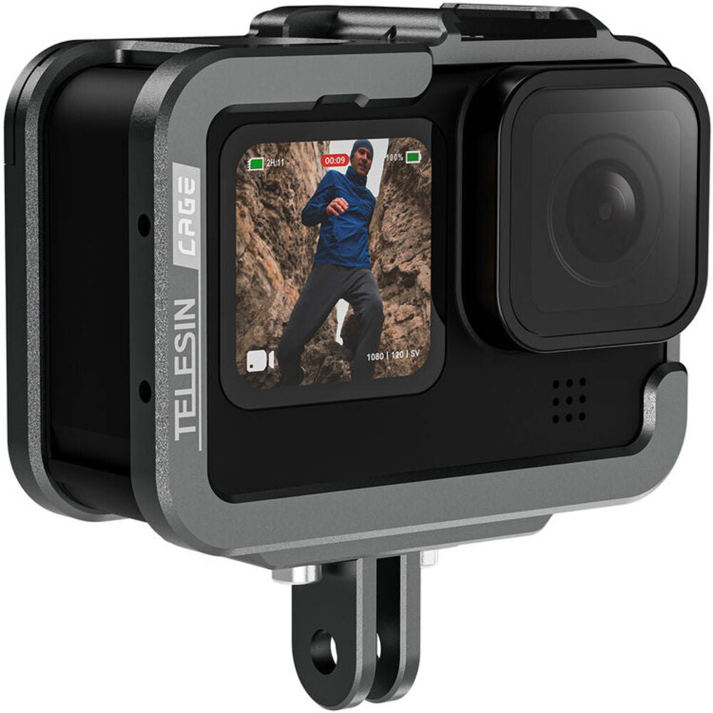 TELESIN Aluminum Cage with Convertible Vertical Frame for GoPro HERO 12 / 11 / 10 / 9 Action Cameras