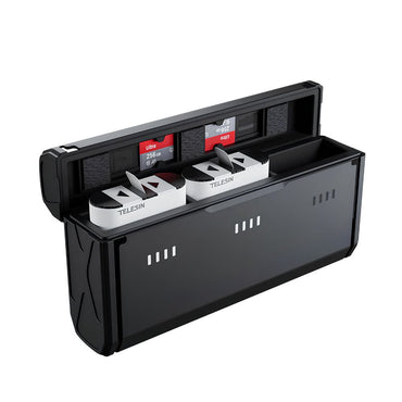 TELESIN 2pcs Battery & 3-Bay Charging Case Kit for GoPro HERO 12 / 11 / 10 / 9 with MicroSD Card Slots