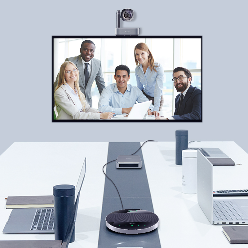Tenveo TEVO VLGROUP-12U All-in-One Video & Audio Conferencing System with VLoop 4K UHD PTZ Camera with Hub & MagiCall Bluetooth Speakerphone, 12x Optical Zoom, Remote Control, HDMI & DP Video Interface, 360 Degree Voice Pickup for Meetings & Livestreaming