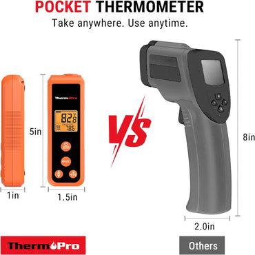 ThermoPro 2-in-1 Pocket Digital Laser Infrared Thermometer with Meat Probe for Home & Kitchen Cooking, Grilling, Roasting, Industrial, Automotive, HVAC, Maintainance & Repairs | TP410 | TP20