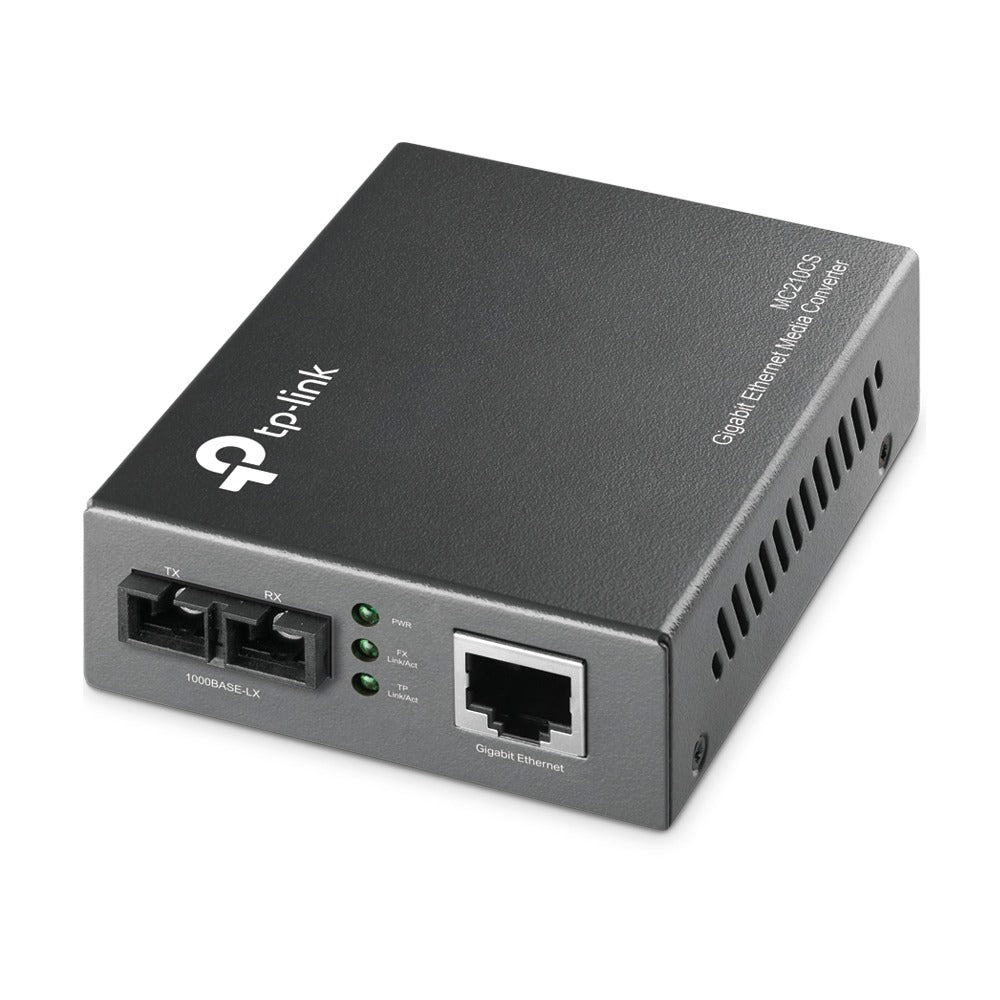 TP-Link MC210CS Gigabit Single-Mode Fiber Media Converter Extends Fiber Up to 15,000m, with Gigabit RJ45 Port (Auto MDI/MDIX), Full Duplex, Chassis Mountable, UTP Category 5, 5e