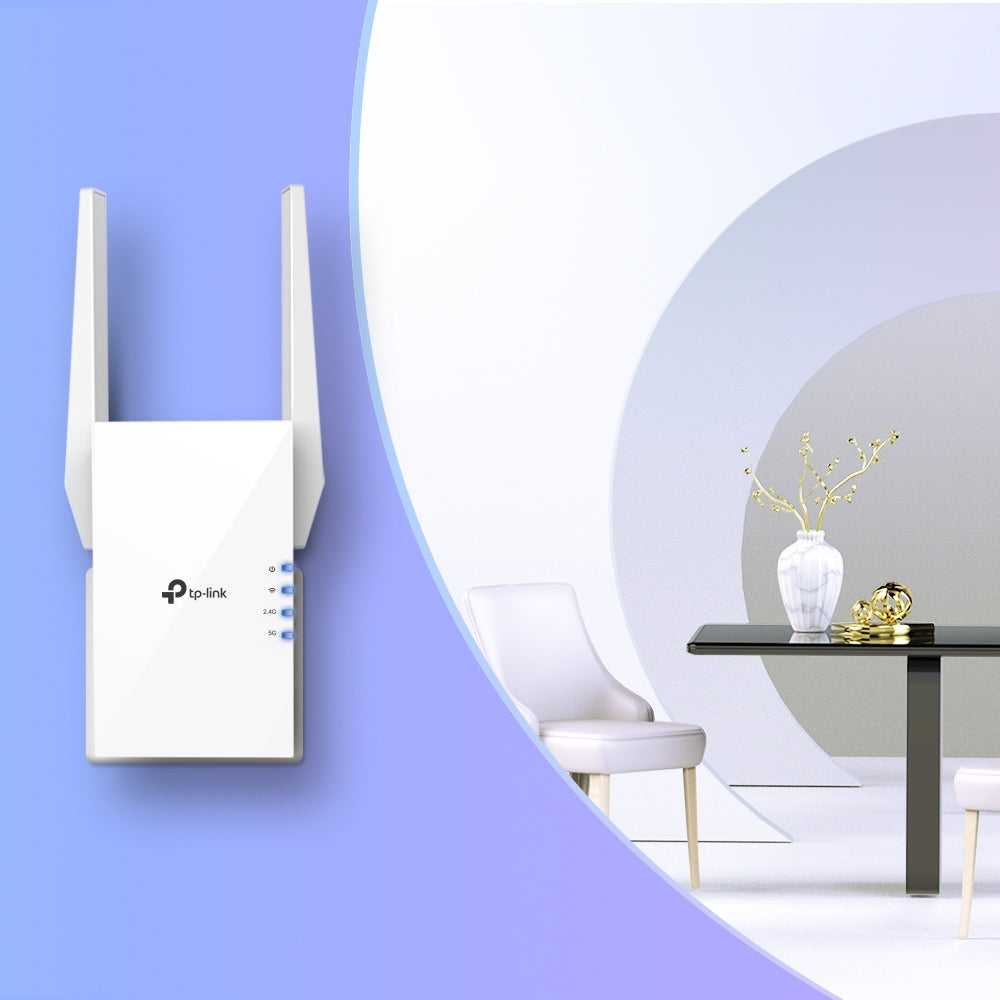 TP-Link AX1500 Wi-Fi 6 Range Extender Dual-Band Wifi 1200Mbps 5GHz / 300Mbps 2.4GHz with 1500 sq.ft Coverage Area, Built-In Access Point, Gigabit Ethernet Port, Windows, Linux, Mac OS Support TP LINK TPLINK - Network Devices | RE505X
