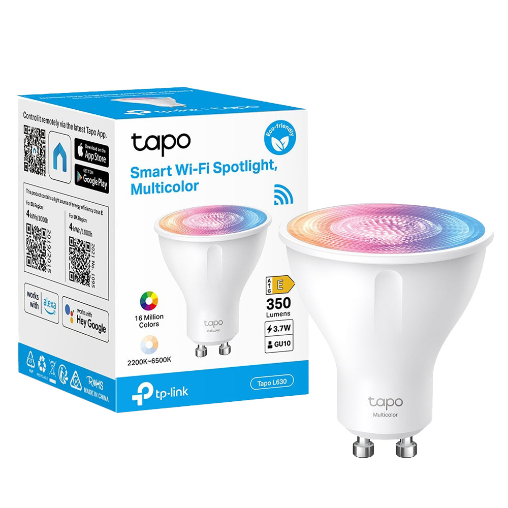 TP-Link Tapo L610 / L630 Smart Wi-Fi Spotlight, Dimmable / Multicolor 2.4GHz with 16M RGB Colors, 350lm Brightness, GU10 Lamp Base, Voice Control, Remote Control, Schedule & Timer, Energy Saving, No Hub Required