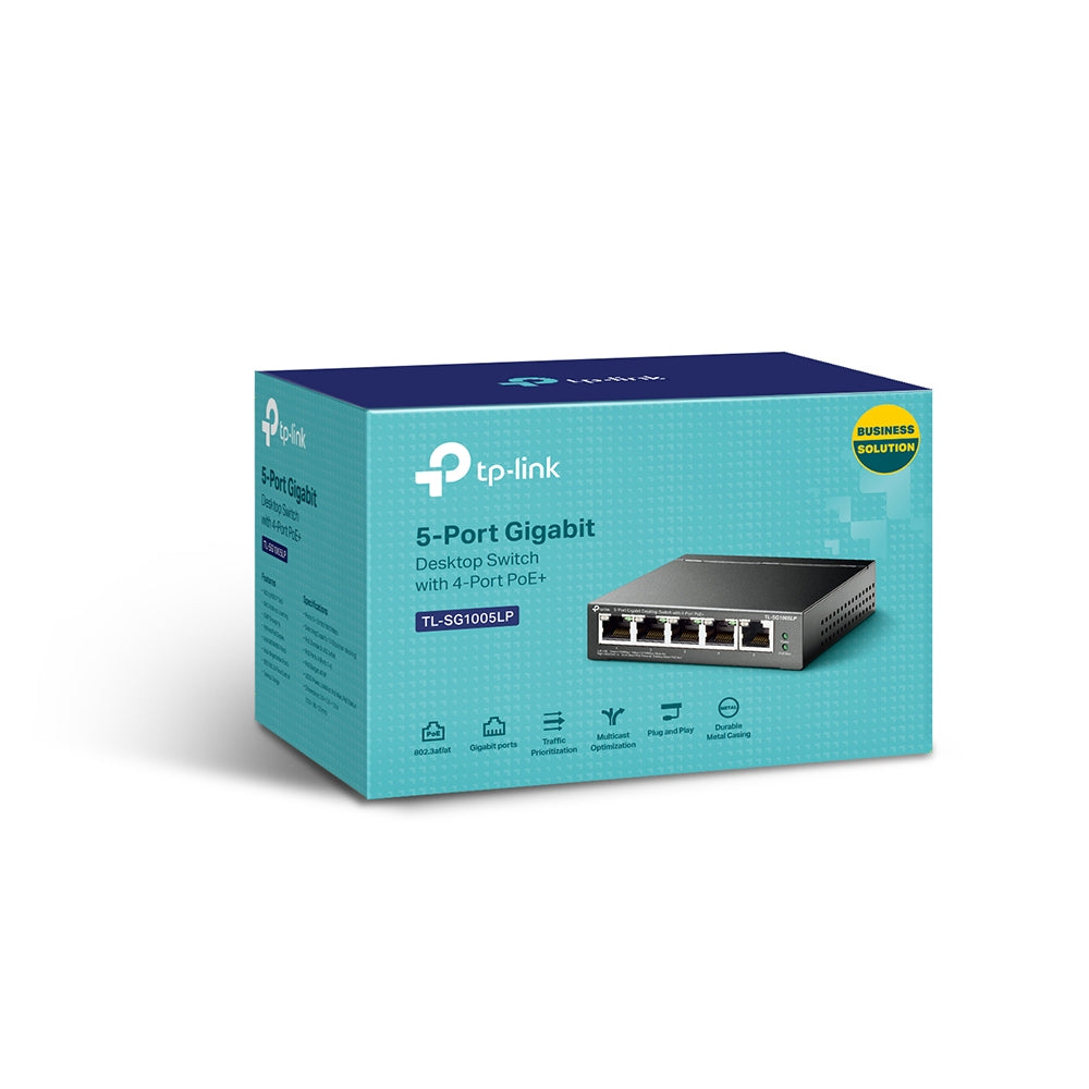 TP-Link TL-SG1005LP 5-Port Gigabit Desktop PoE Switch with 4-Port PoE+, 10Gbps Switching Capacity, 802.3af/at, 40W PoE Power, Driver Free, QoS for Traffic Prioritization, Multicast Optimization, Intelligent Power Management