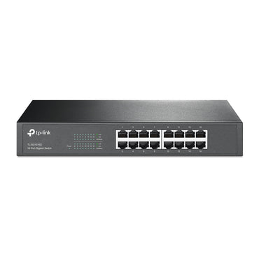 TP-Link TL-SG1016D 16-Port Gigabit Desktop Switch (Unmanaged) 1U 13-inch Rackmount, 16x Gigabit 10/100/1000Mbps RJ45 Ethernet Ports, 32Gbps Switching Capacity, 8K MAC Address Table, Support Auto MDI/MDIX, QoS Network Switch