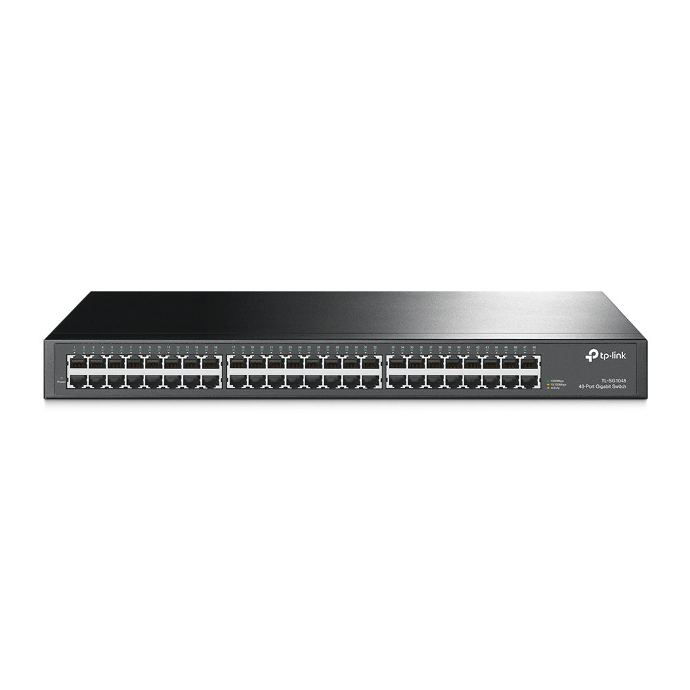 TP-Link TL-SG1048 48-Port Gigabit Switch (Unmanaged) 1U 19-inch Rackmount, 48x 10/100/1000Mbps RJ45 Ethernet Ports, 96Gpbs Switching Capacity, 16K MAC Address Table, Support Auto MDI/MDIX, Plug & Play
