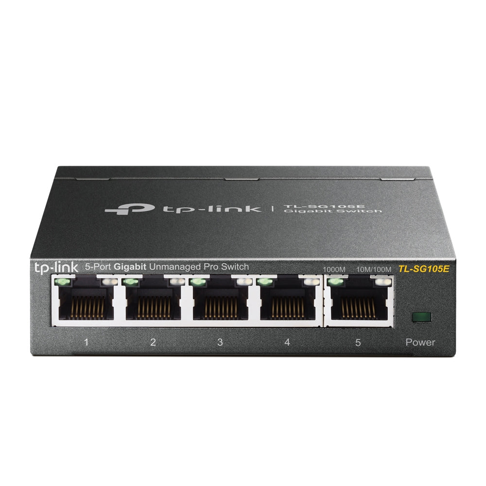 TP-Link TL-SG105E 5-Port 10/100/1000Mbps Gigabit Unmanaged Pro Switch Fanless Gigabit Ethernet RJ45 Port Network Hub (Plug & Play) with Auto-Negotiation and Auto-MDI/MDIX Support TP LINK TPLINK