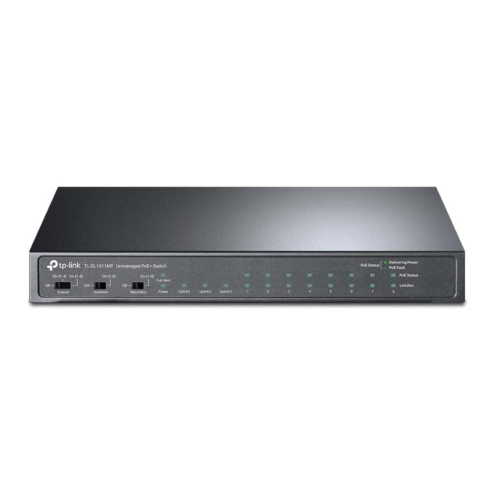 TP-Link TL-SL1311MP 8-Port 10/100Mbps + 3-Port Gigabit Desktop Switch with 8-Port PoE+ 124W Fanless 11 Port Ethernet RJ45 SFP Network Switch Hub (Plug & Play) with Auto-Negotiation and Auto-MDI/MDIX Support TP LINK TPLINK