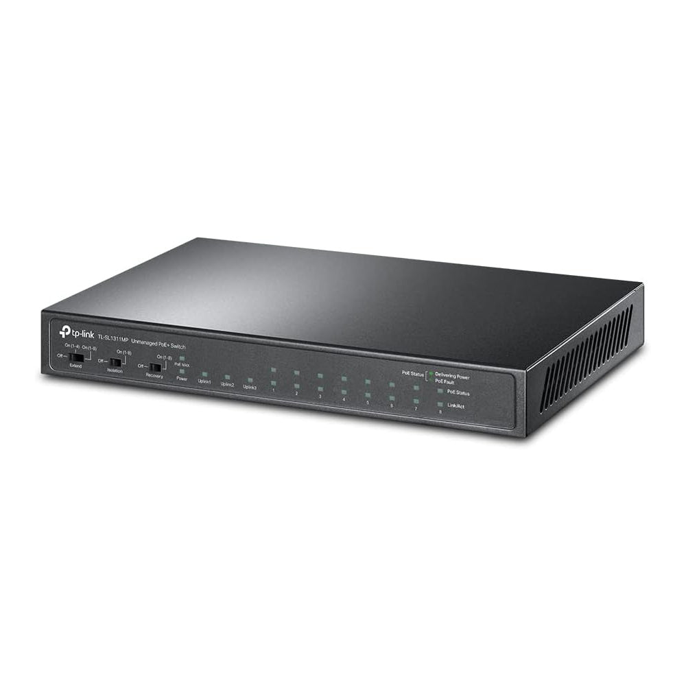 TP-Link TL-SL1311MP 8-Port 10/100Mbps + 3-Port Gigabit Desktop Switch with 8-Port PoE+ 124W Fanless 11 Port Ethernet RJ45 SFP Network Switch Hub (Plug & Play) with Auto-Negotiation and Auto-MDI/MDIX Support TP LINK TPLINK